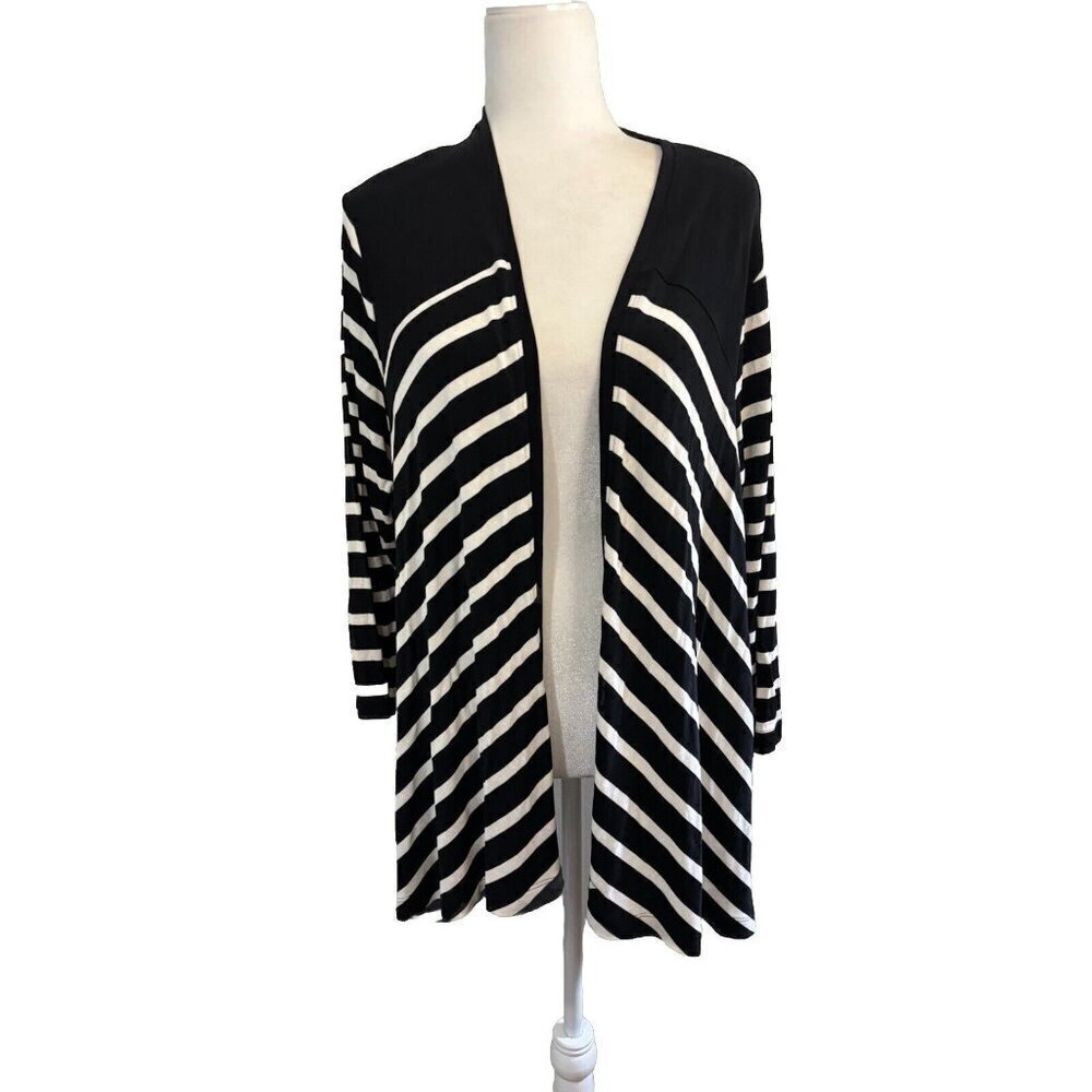 Travelers By Chicos Striped Drapped Cardigan Slinky Knit  Women 3/XL